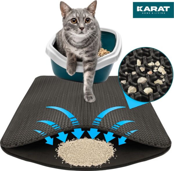 Tapis de litière pour chat Charly double couche motif nid d'abeille 76 x 61 cm Anthracite