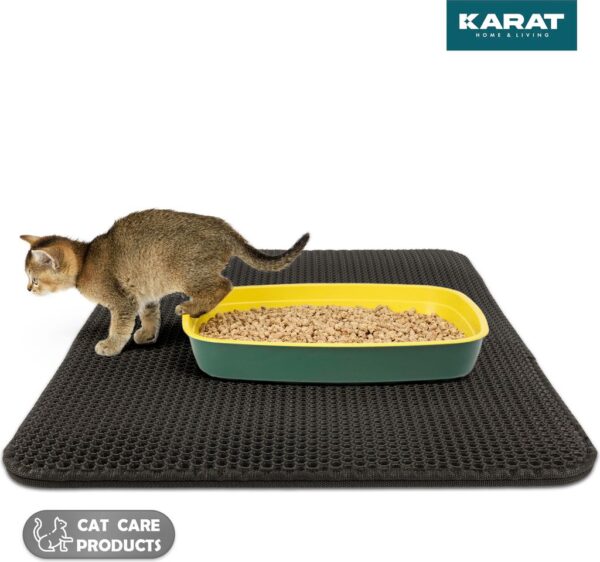 Tapis de litière pour chat Charly double couche motif nid d'abeille 76 x 61 cm Anthracite – Bild 2