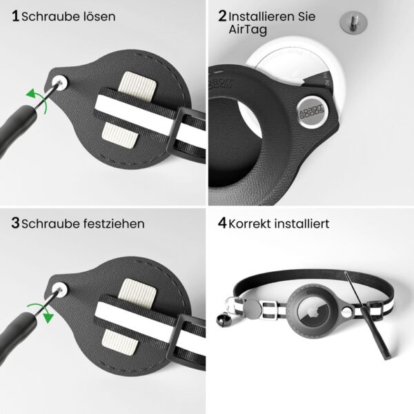 AdroitGoods Airtag Katze/Hund Halsband - Schwarz - Gps Tracker Haustier - Geeignet für Apple AirTag – Bild 4