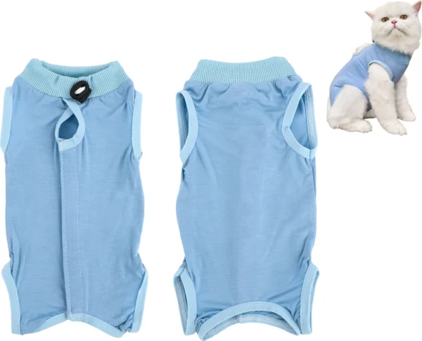 Katzenbody nach OP Erholungsanzug Kleidung Modal Recovery Kastration Spay Entwöhnung Leckschutz Suit für Katze,S – Bild 6